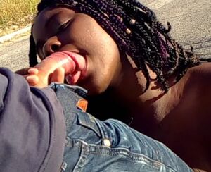 Racy swarthy gives bwc an interracial alfresco blowjob there