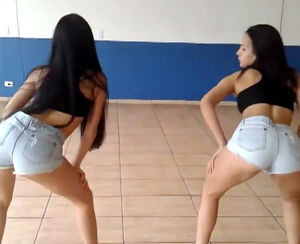 Latin young ladies showcase ass dirty dancing and jiggling